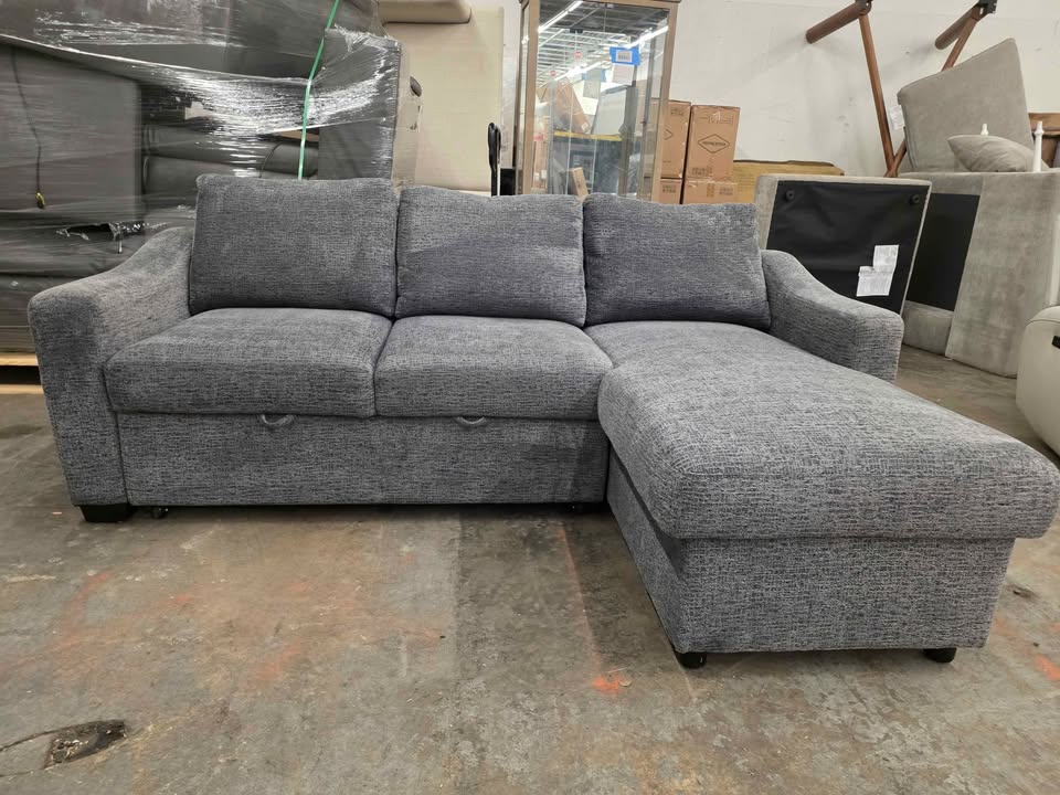 Coddle Aria Fabric Sleeper Sofa with Reversible Chaise and Storage, Gray - Image 4