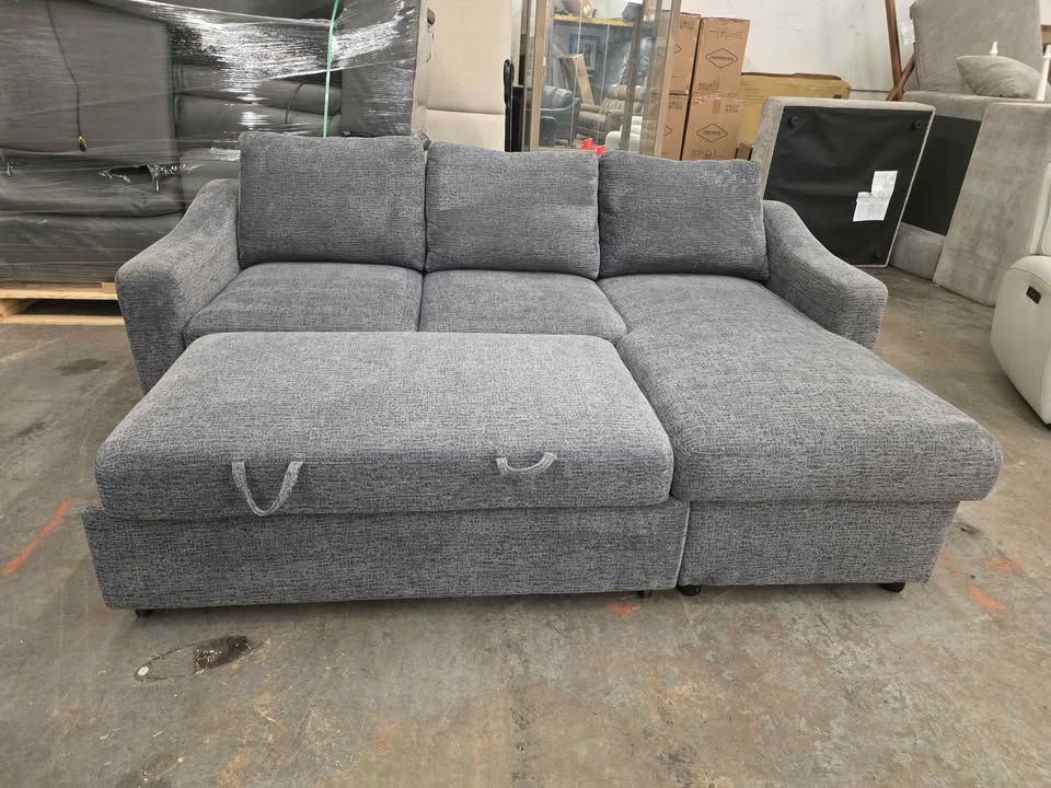 Coddle Aria Fabric Sleeper Sofa with Reversible Chaise and Storage, Gray - Image 6