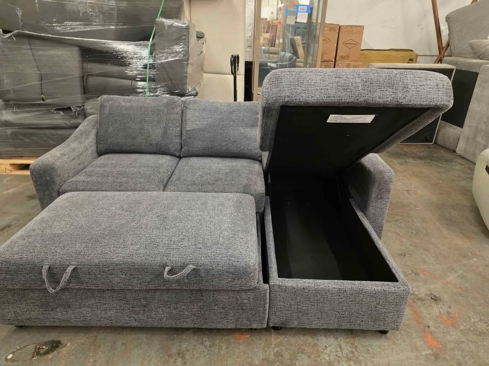 Coddle Aria Fabric Sleeper Sofa with Reversible Chaise and Storage, Gray - Image 7