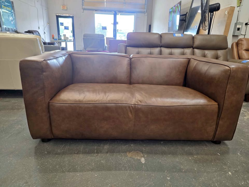 Abbyson Home Brady Leather Loveseat Brown
