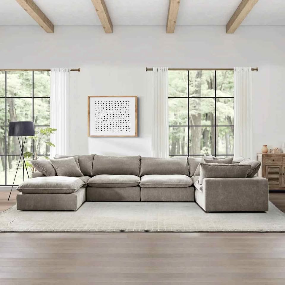 Sereen 6-piece Fabric Modular Sectional, Taupe