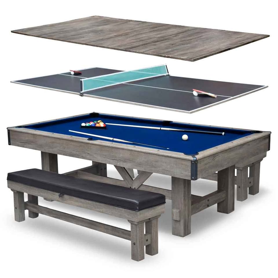 Bluewave Logan 7-Ft 3-In-1 Pool Table W/Benches