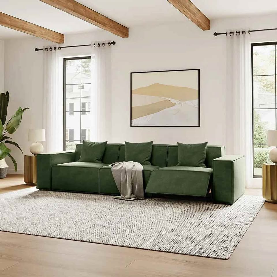 POVISON SMART Barrett-Power Reclining Sofa ( Dark Green ) Retails $2500.00