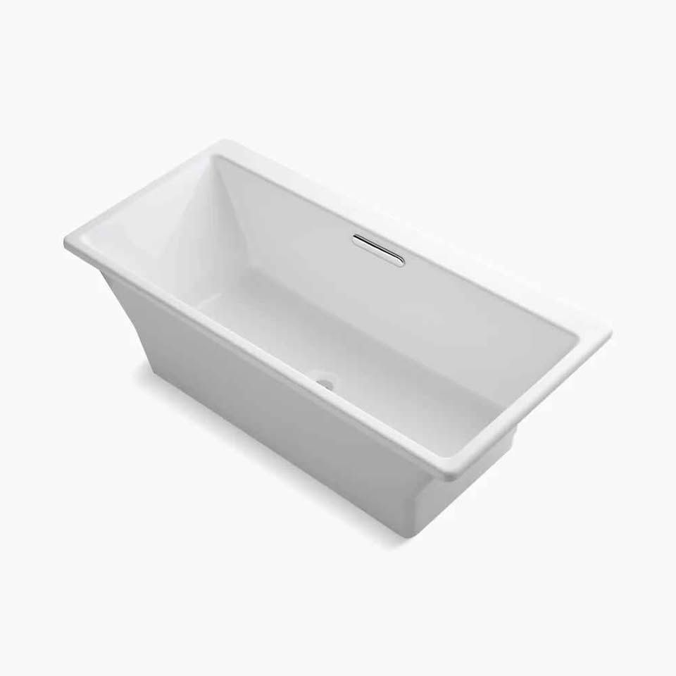 KOHLER Reve 31.5" x 67" White Cast Iron Rectangle Freestanding Bathtub ( Center Drain) - Image 2