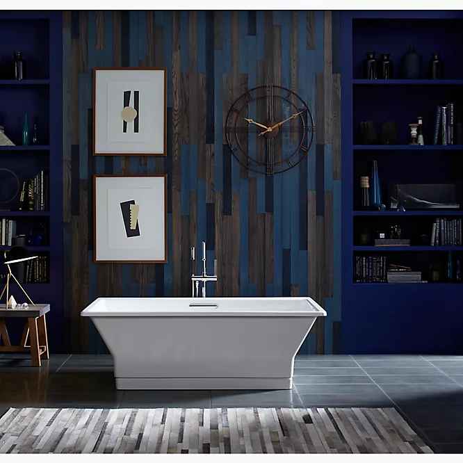 KOHLER Reve 31.5" x 67" White Cast Iron Rectangle Freestanding Bathtub ( Center Drain) - Image 3