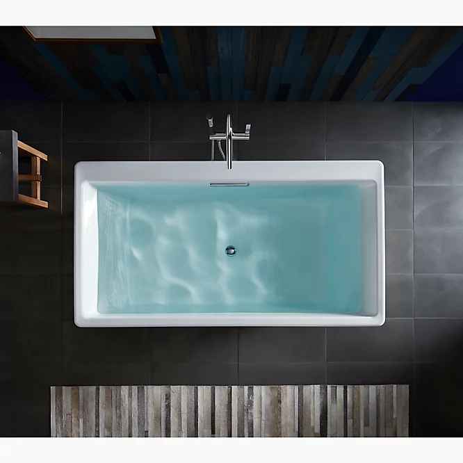 KOHLER Reve 31.5" x 67" White Cast Iron Rectangle Freestanding Bathtub ( Center Drain) - Image 5