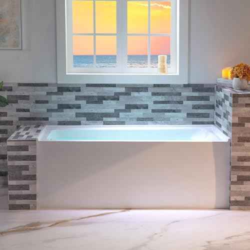 WOODBRIDGE 60" Acrylic Rectangular Alcove Soaking Bathtub with Left Drain, LB428 Chrome - Image 2