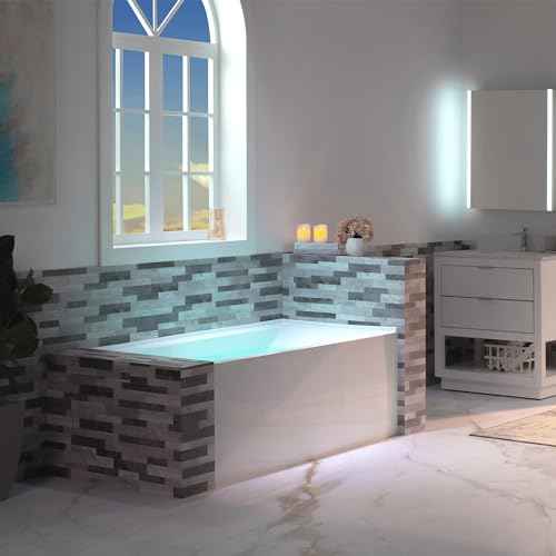 WOODBRIDGE 60" Acrylic Rectangular Alcove Soaking Bathtub with Left Drain, LB428 Chrome - Image 3
