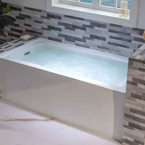 WOODBRIDGE 60" Acrylic Rectangular Alcove Soaking Bathtub with Left Drain, LB428 Chrome - Image 4