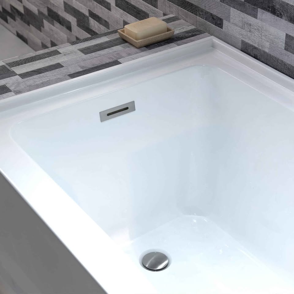 WOODBRIDGE 60" Acrylic Rectangular Alcove Soaking Bathtub with Left Drain, LB428 Chrome - Image 6