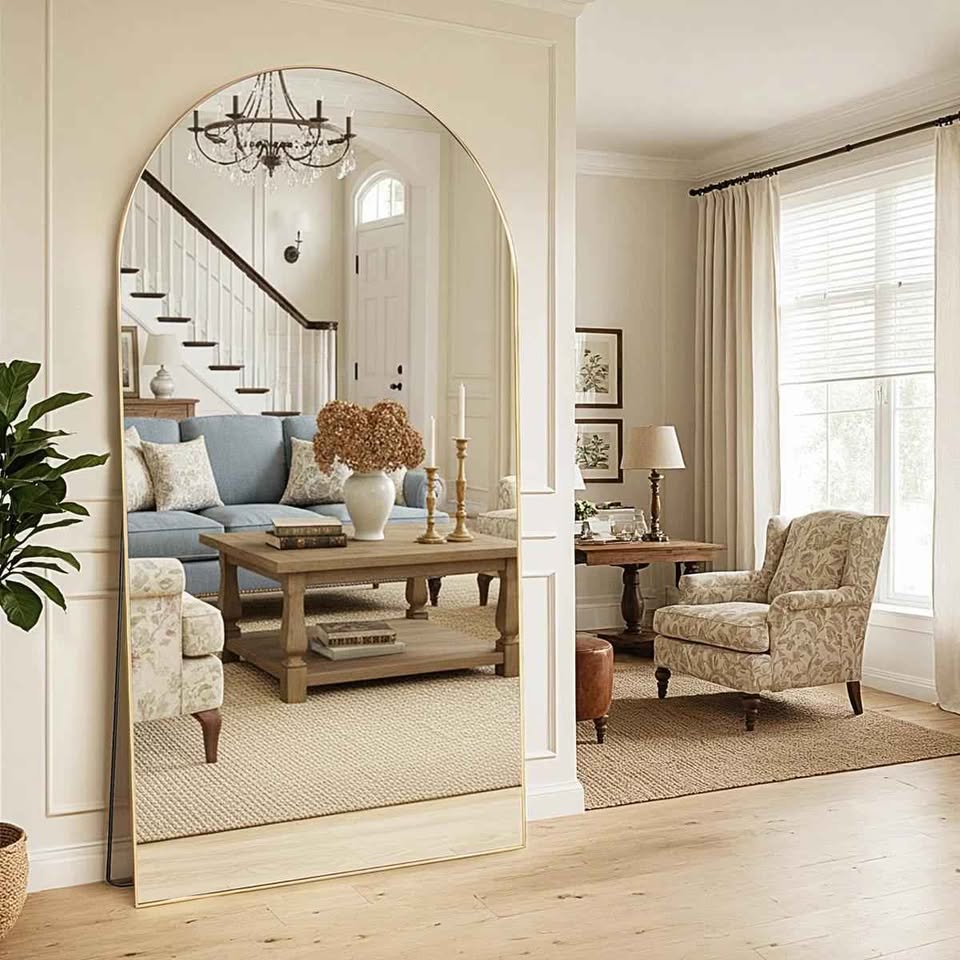 Large Oversized Arched Floor & Wall Mirror - Image 2