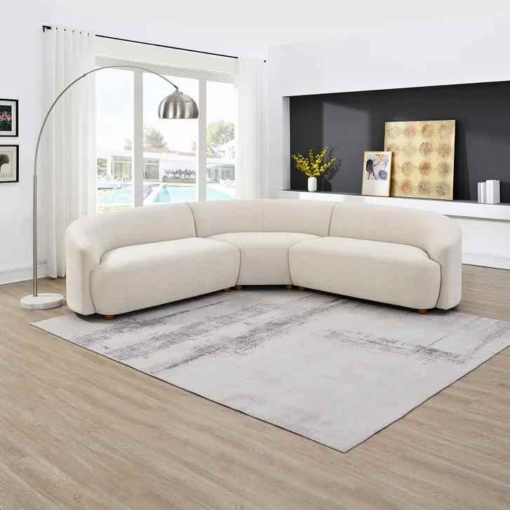 Dolen Curved Fabric Sectional ( Cream )