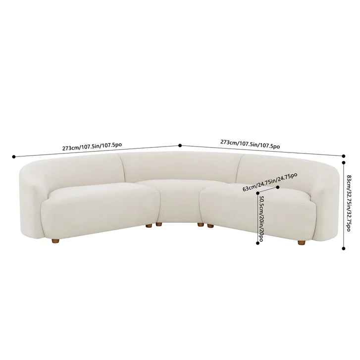 Dolen Curved Fabric Sectional ( Cream ) - Image 2