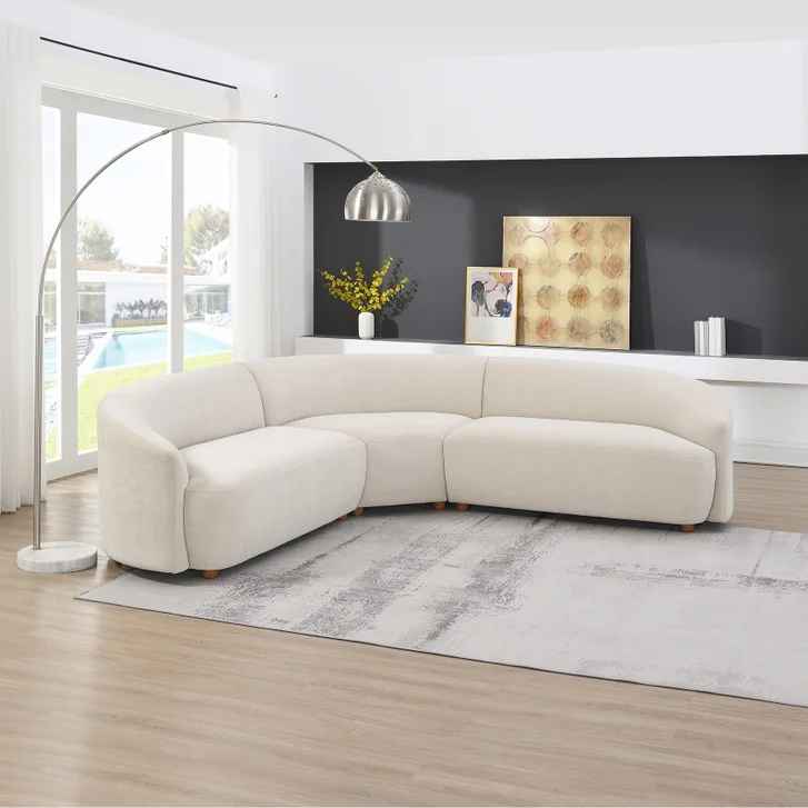 Dolen Curved Fabric Sectional ( Cream ) - Image 3