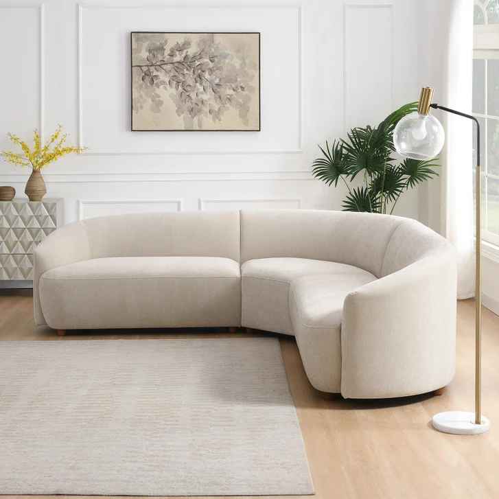 Dolen Curved Fabric Sectional ( Cream ) - Image 4