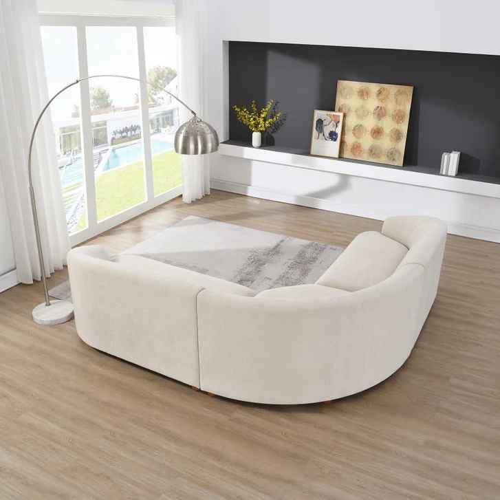 Dolen Curved Fabric Sectional ( Cream ) - Image 5
