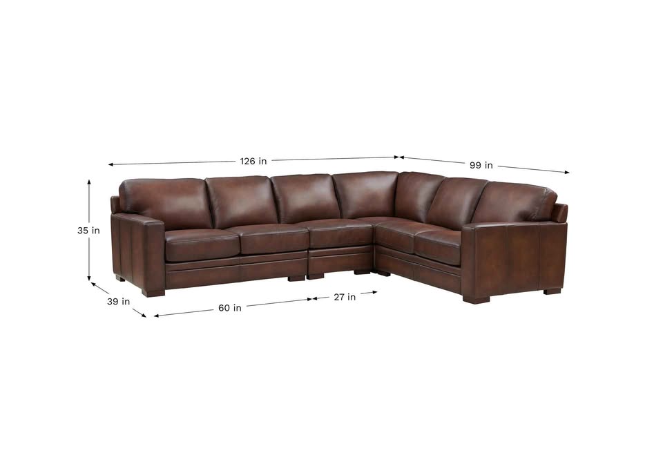 Luca 4-piece Top Grain Leather Sectional - Image 4