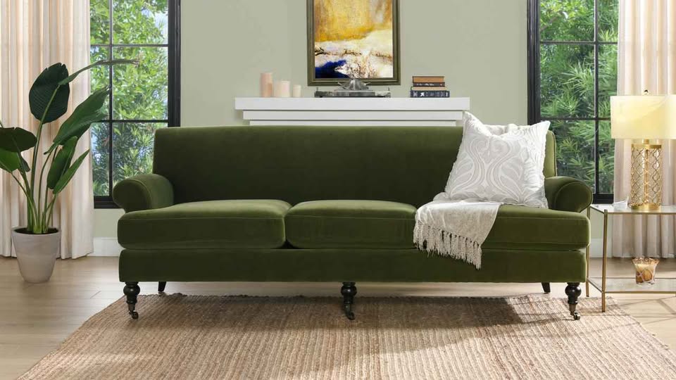 Alana 88" Lawson Three-Cushion Tight Back Sofa, Olive Green - Image 2