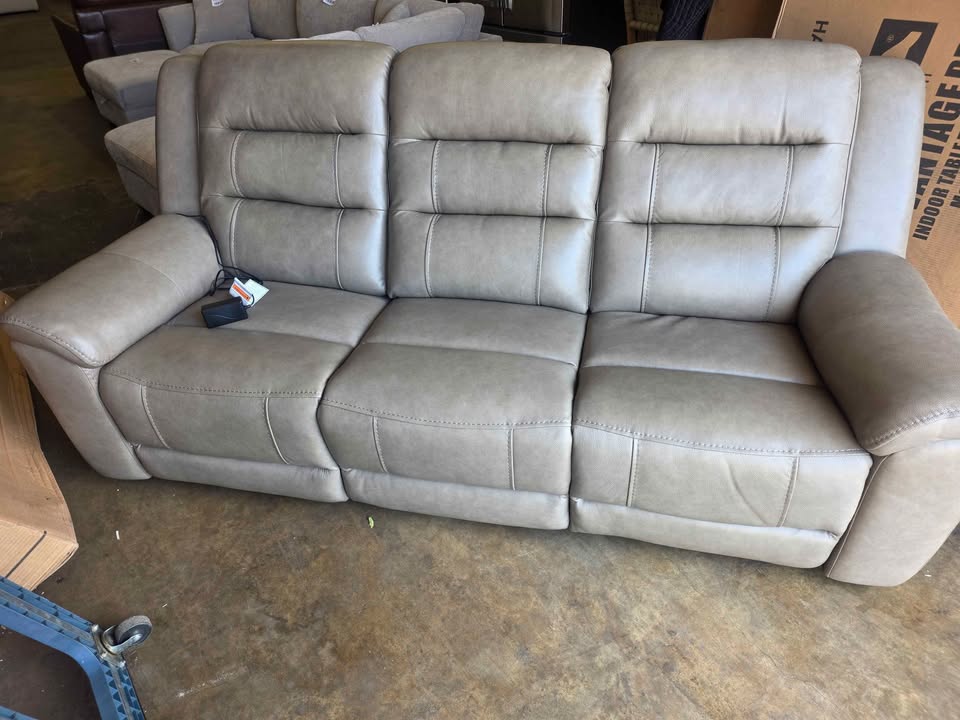 Mason Leather Power Reclining Sofa ( Taupe ) - Image 7