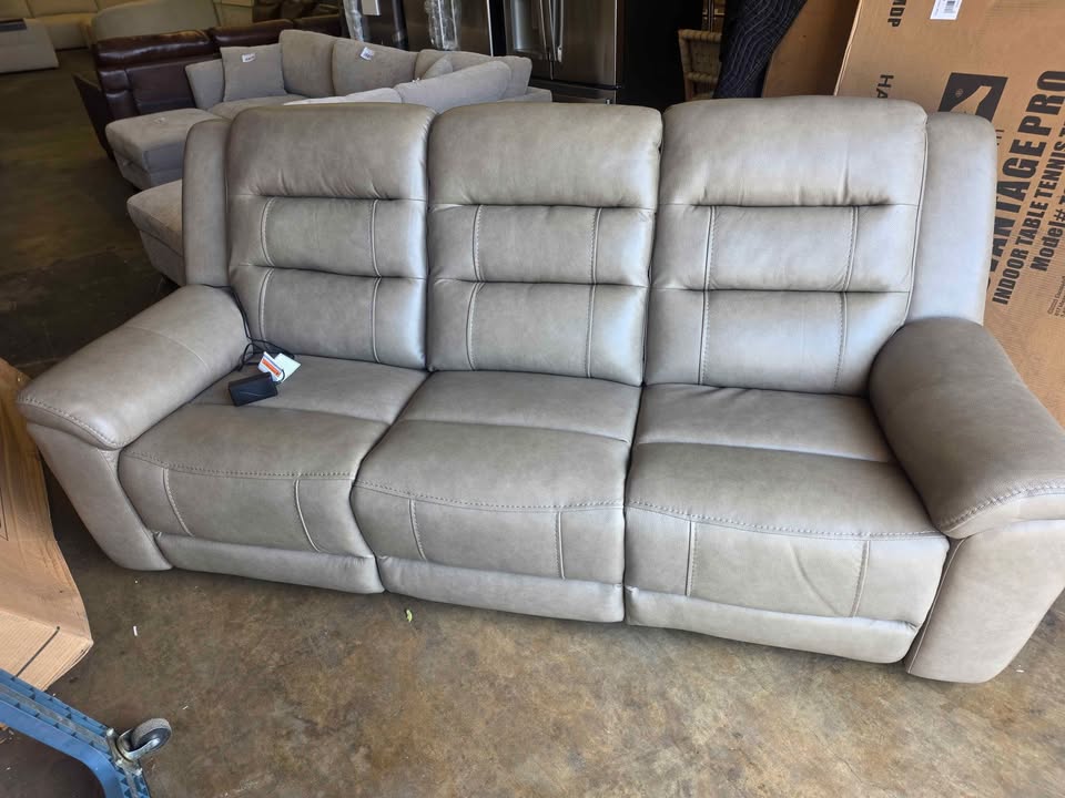 Mason Leather Power Reclining Sofa ( Taupe ) - Image 9