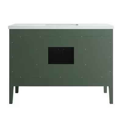 Plywood Construction 48-in Green Freestanding Single Sink Bathroom Vanity with Engineered Marble Top - Image 3