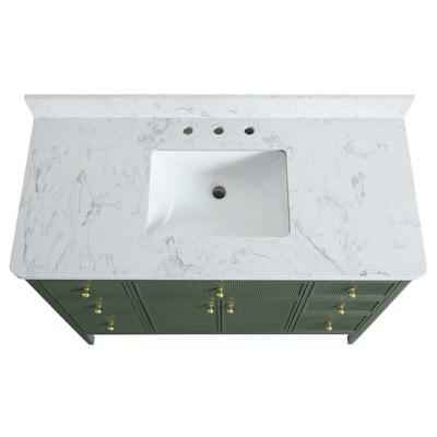 Plywood Construction 48-in Green Freestanding Single Sink Bathroom Vanity with Engineered Marble Top - Image 4