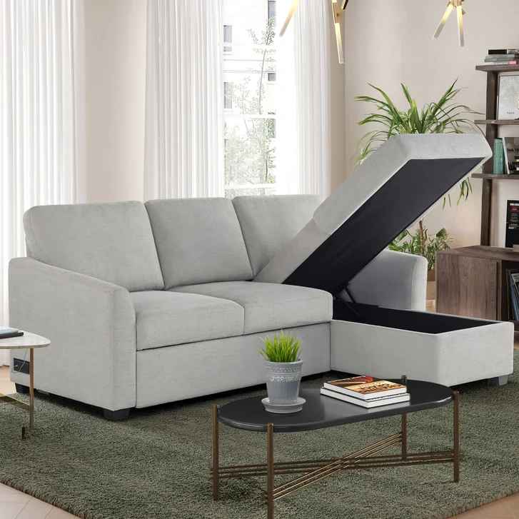 Coddle Cameron Convertible Sofa with Reversible Chaise and Storage, Beige - Image 2