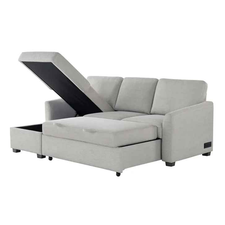 Coddle Cameron Convertible Sofa with Reversible Chaise and Storage, Beige - Image 4