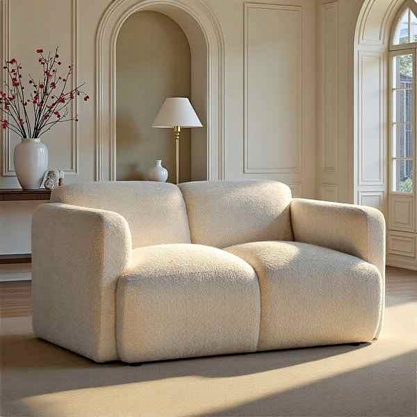 Armen Living Sierra 61 In. Ivory Loveseat in Boucle Fabric LCSE2IV