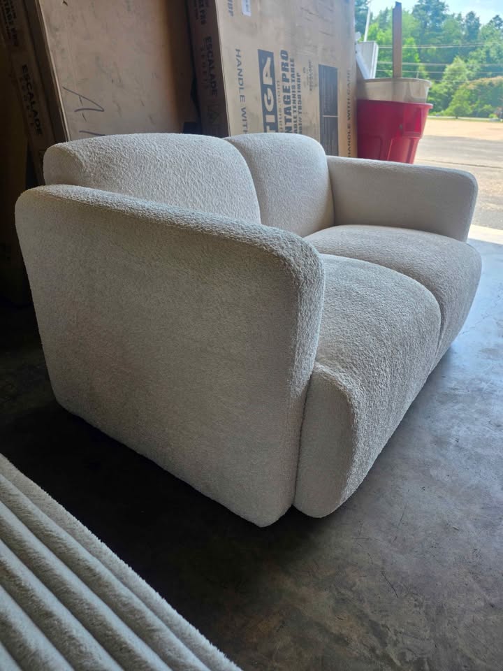 Armen Living Sierra 61 In. Ivory Loveseat in Boucle Fabric LCSE2IV - Image 7