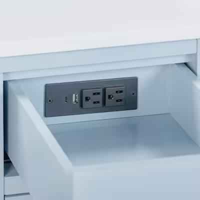 Margie 48" Light Cornflower Blue Vanity with White Engineered Stone Top ( Slight scratch in front ) - Image 4