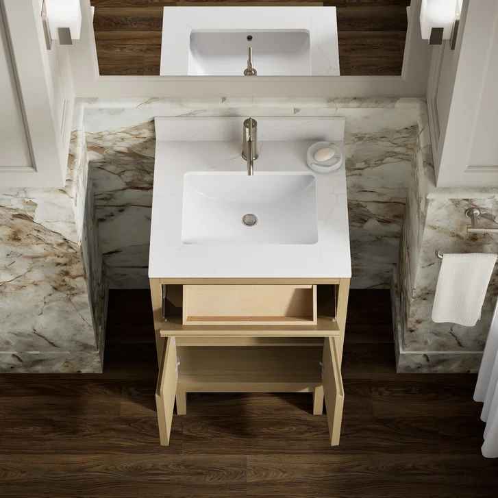 Kohler Solive 24" Bathroom Vanity with Sink and Quartz Top in Oak - Image 4