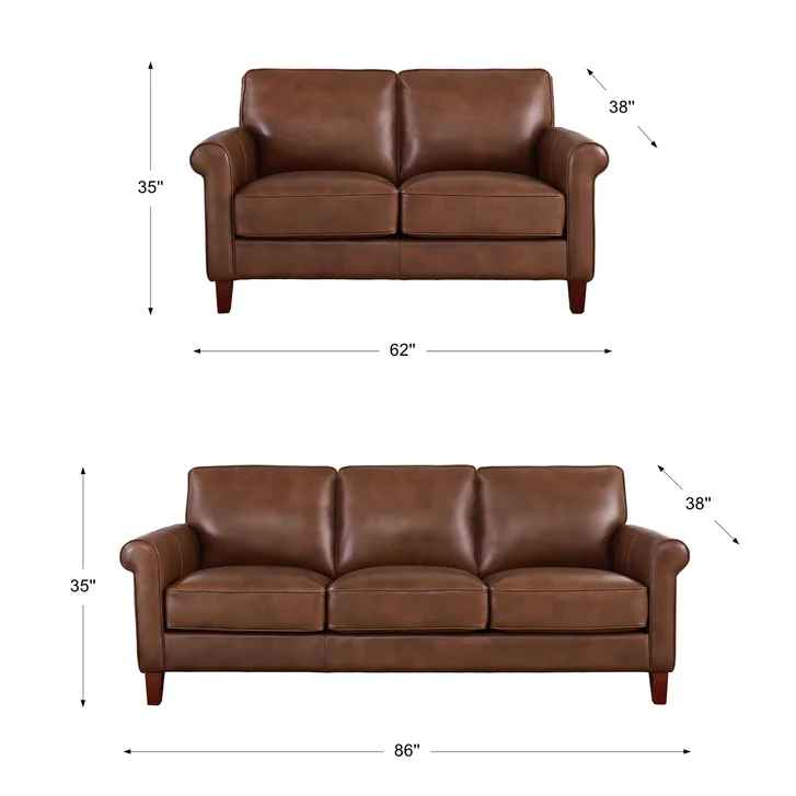 Larsen 2-piece Top Grain Leather Set, Sofa, Loveseat - Image 2