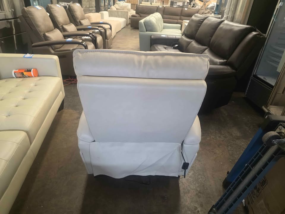 Sanders Leather Power Recliner with Power Headrest ( Cream ) - Image 7