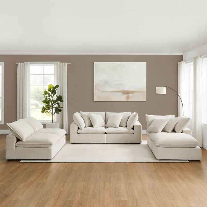 Sereen 6-piece Fabric Modular Sectional, Cream - Image 4