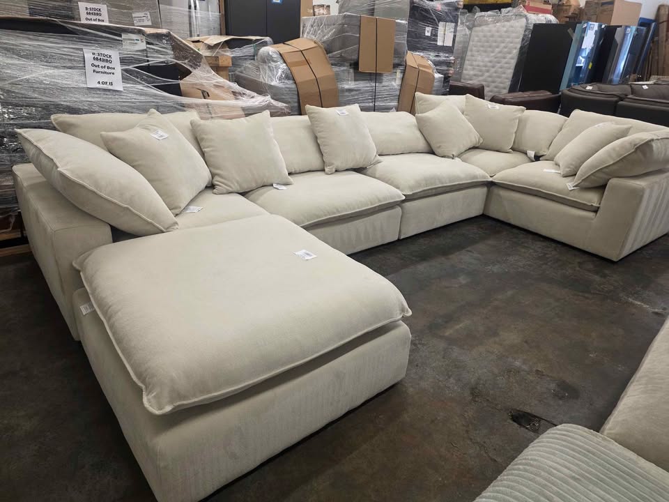 Sereen 6-piece Fabric Modular Sectional, Cream - Image 6