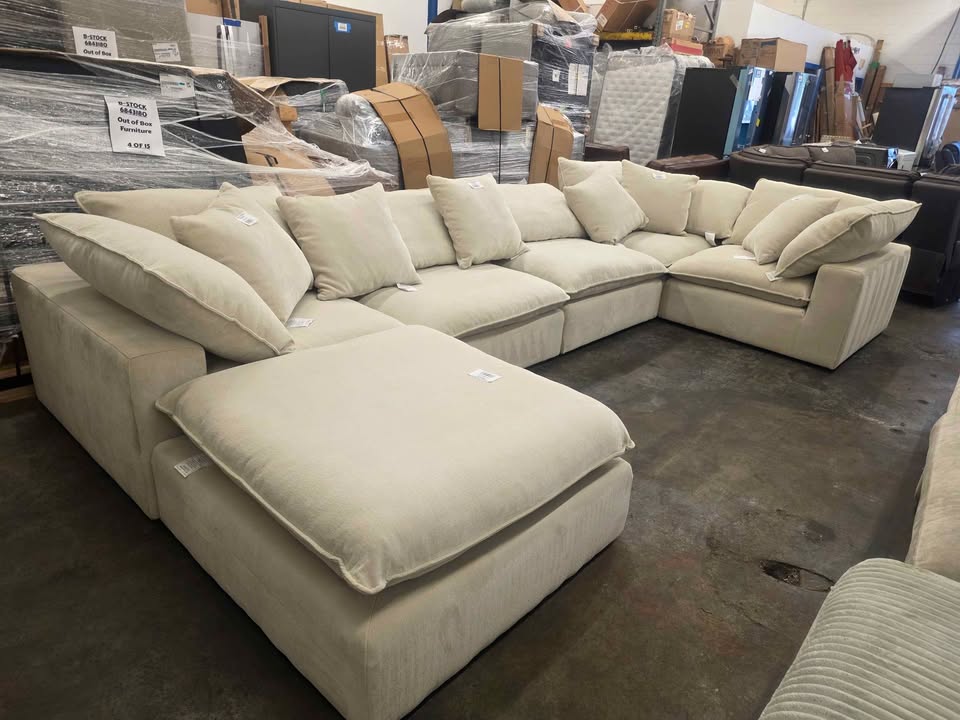 Sereen 6-piece Fabric Modular Sectional, Cream - Image 7