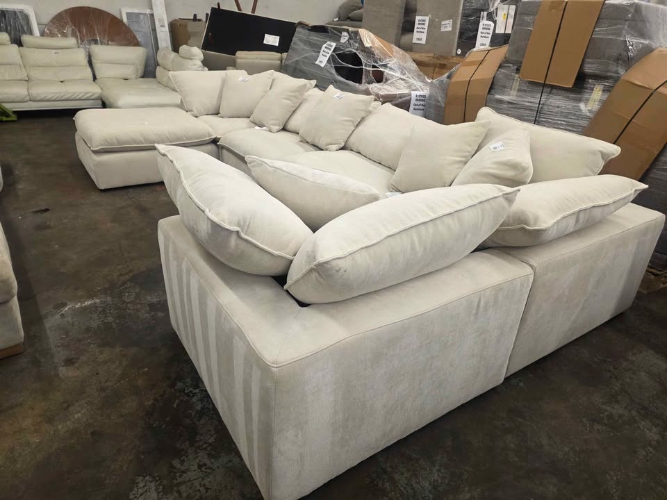 Sereen 6-piece Fabric Modular Sectional, Cream - Image 8