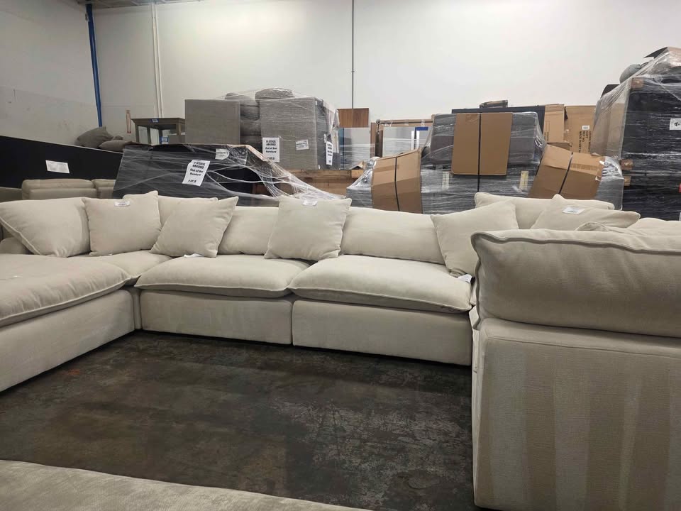 Sereen 6-piece Fabric Modular Sectional, Cream - Image 9
