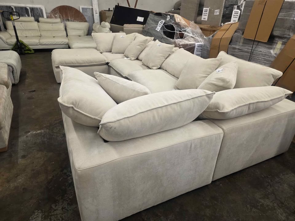 Sereen 6-piece Fabric Modular Sectional, Cream - Image 10
