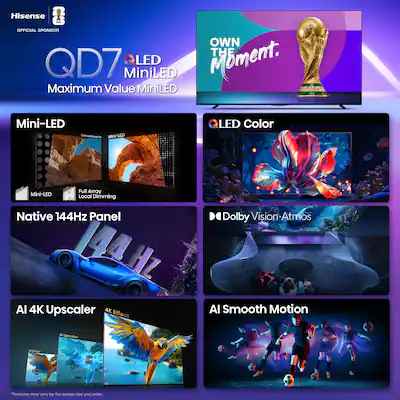 Hisense - 85" Class QD7 Series MiniLED QLED 4K UHD HDR Smart Fire TV (2025) ( Model# 85QD7QF ) $750 - Image 2
