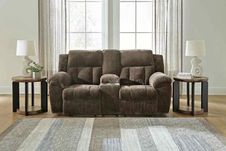 Frohn Manual Reclining Loveseat with Console ( Chocolate )