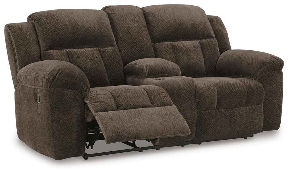 Frohn Manual Reclining Loveseat with Console ( Chocolate ) - Image 2