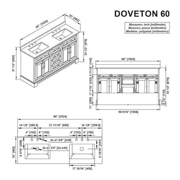 Doveton 60 in. Double Sink Freestanding Sage Green Bath Vanity with White Engineered Stone Top - Image 5