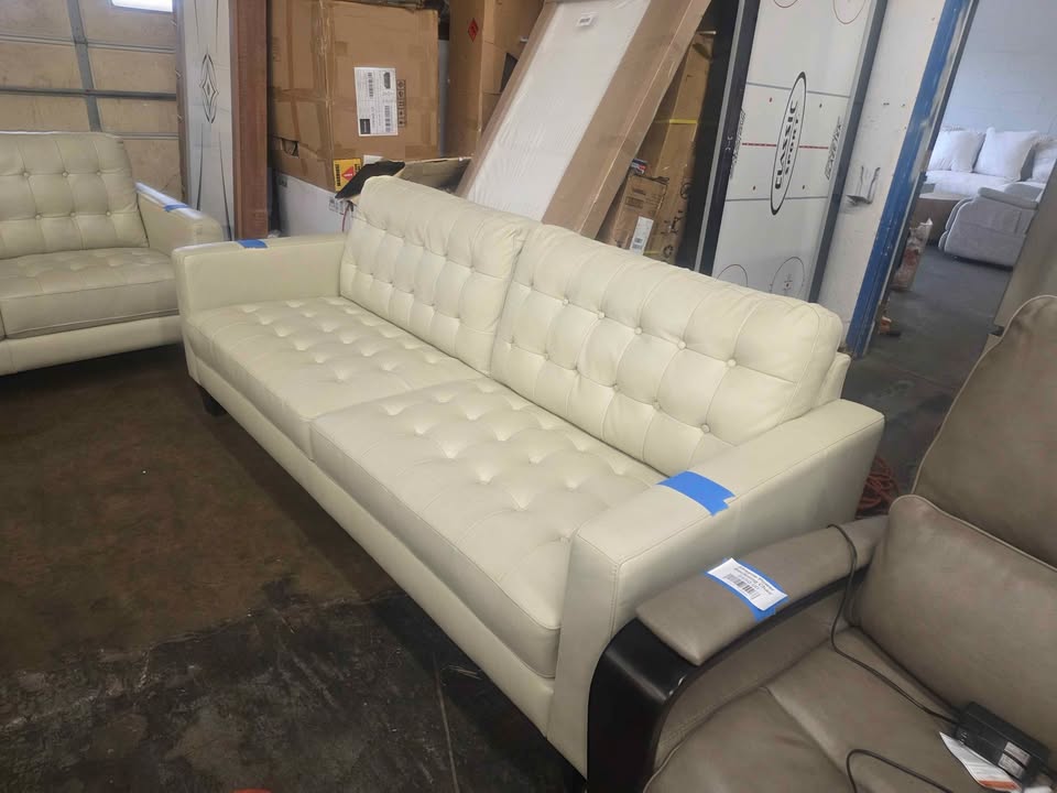Carabella 2-piece Leather Set - Sofa, Loveseat ( Cream ) - Image 8