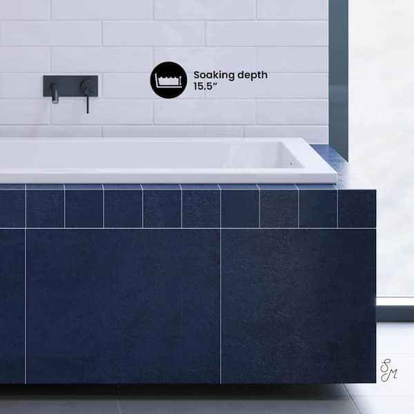 Voltaire 60 in. x 36 in. Acrylic Drop-In Reversible Drain Bathtub in White - Image 6