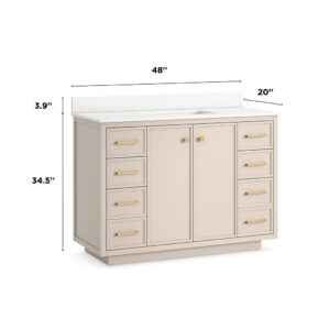 Stanfield 48in Beige Single Sink Bathroom Vanity ( Cracked Top in Pictures ) - Image 3