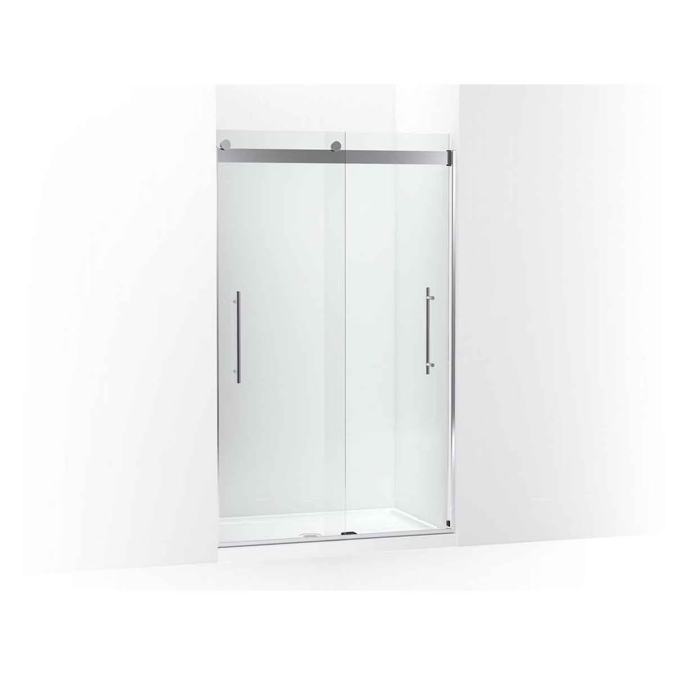 Levity Plus 48" W Frameless Reversible Sliding Alcove Shower Door, Bright Polished Silver - Image 2