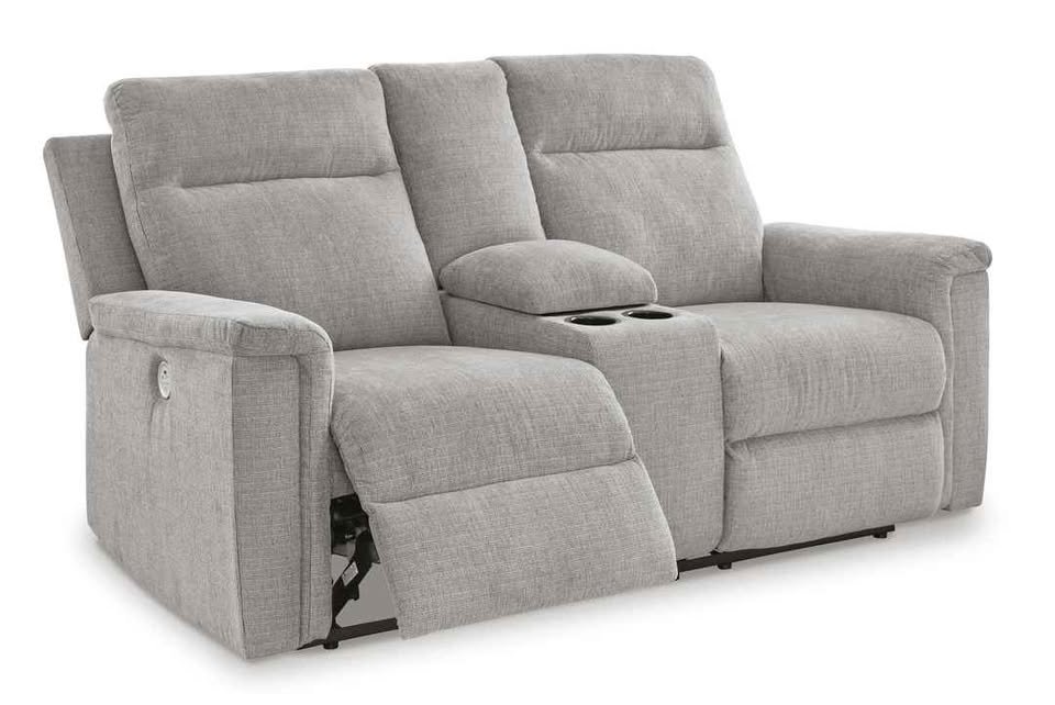 Barnsana Power Reclining Loveseat with Console ( Ash ) - Image 2