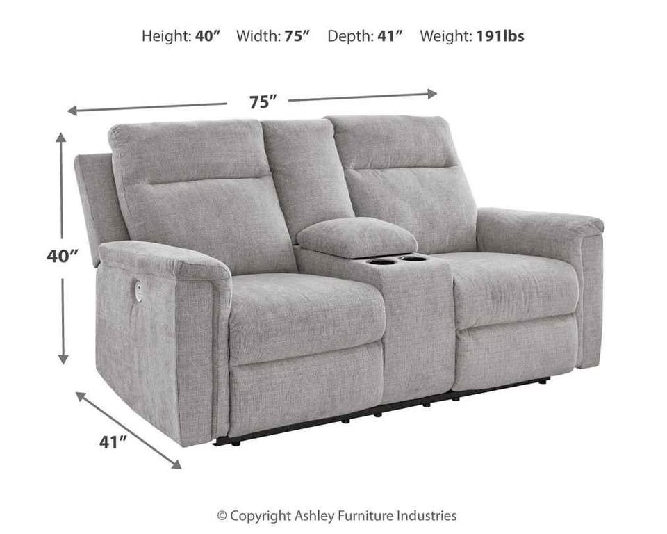 Barnsana Power Reclining Loveseat with Console ( Ash ) - Image 3